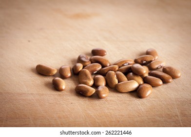 Blauhilde Climbing French Bean, Dried Beans For Sowing, On Wooden Board