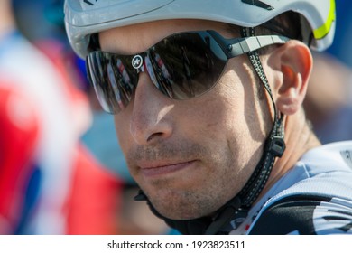 Blausasc, France, February 21, 2021: Close-up Of Fabio Aru Before The Start Of The Third Stage Of The Tour Du Var 2021