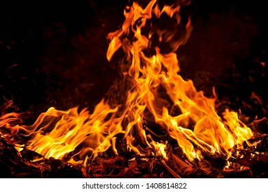 Blaze Fire Flame Dark Background Stock Photo 1408814822 