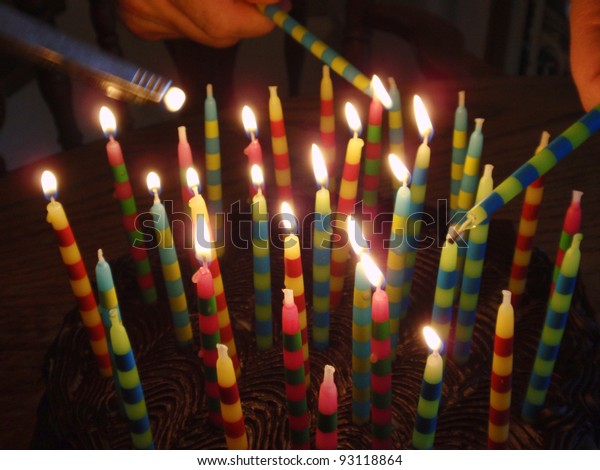 Blazing Amazing Birthday Candles Happy Birthday Stock Photo 93118864