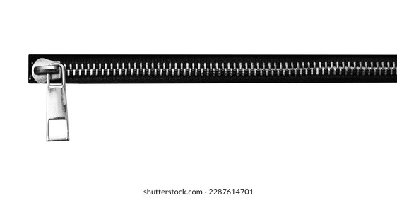 blck metal zip fastener isolated on white background