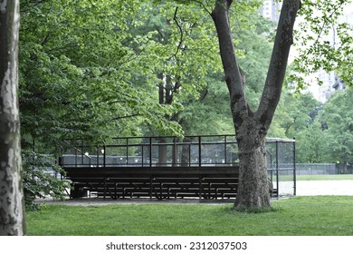 Bleacher Seats in Central Park, Summer in New York City  - Shutterstock ID 2312037503