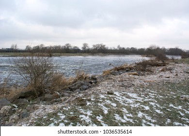 Bleak Cold River Bank Background