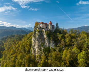 Bled Castle Medieval Castle built above the City of Bled in Slovenia, overlooking Lake Bled (Blejsko Jezero) - Powered by Shutterstock