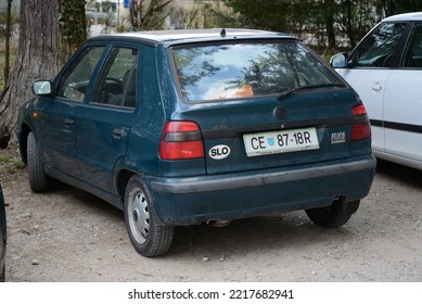 Bled, Slovenia — March 28, 2016: Skoda Felicia Old Compact Car Rear View