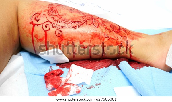 Bleeding Leg Scarification Tattoo Workshop Stock Photo 629605001 |  Shutterstock