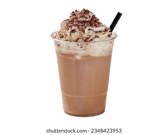 Blended coffee with whipped cream on a white background - Powered by Shutterstock