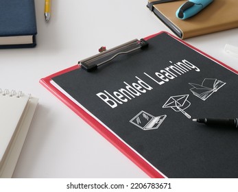 Blended learning is shown using a text - Shutterstock ID 2206783671
