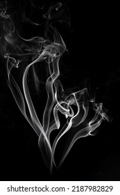 Blending Of White Smoke Pack Shot In Studio, White Smoke From Incense And Black Background, Wave And Splash Shape For Design, Object And Background Concept 