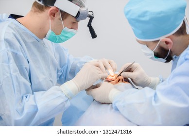Blepharoplasty, plastic surgery operation for correcting defects, deformities, and disfigurations of the eyelids; and for aesthetically modifying the eye region of the face. in medical clinic - Shutterstock ID 1312471316