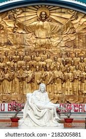 Blessed Mother Mary Holding Dead Body Of Jesus Christ Statue.  Basilica Of Our Lady Of La Vang.  La Vang. Vietnam. 