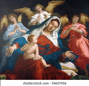 Blessed Virgin Mary with baby Jesus and angels