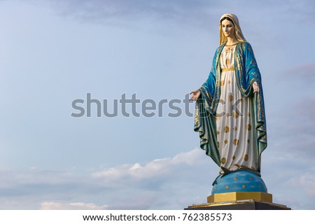 The Blessed Virgin Mary in front of the Roman Catholic Diocese, public place in Chanthaburi,  Thailand.