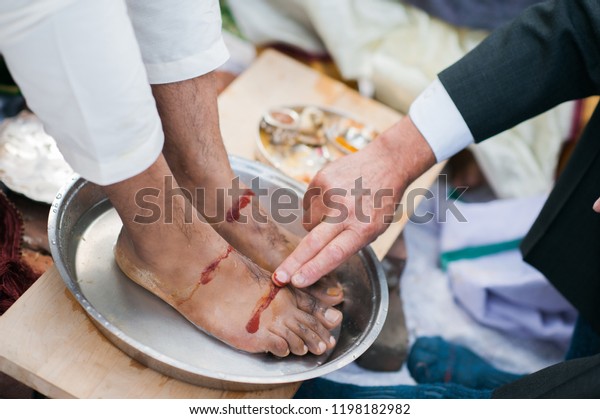 Blessing Feet Indian Wedding Stock Photo Edit Now 1198182982