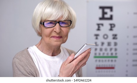 Blind Senior Woman Eyeglasses Holding Smartphone Stock Photo 1492461224 ...