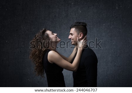 Similar – Image, Stock Photo Young couple screaming to each other