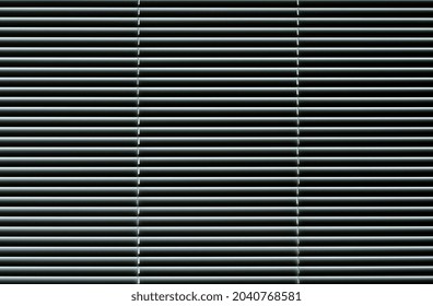 Blinds Background. Window With Metal Shutters In The Interior Of The Living Room