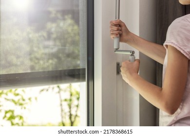 Blinds Outdoor opening indoor. Roller Blinds on Window Door. Modern sunproof Blinds System 