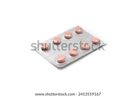 Blister Pack of Pink Malaria Medication Pills Isolated on White Background
