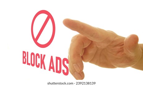 Block ads is shown using the text on a virtual button