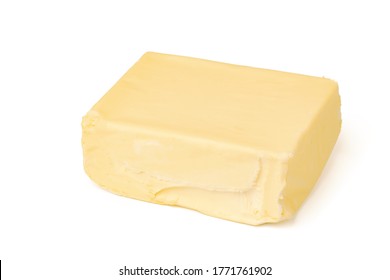 Block Of Butter Isolated On White Background