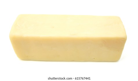 Block Of Cheddar Cheese Isolated On White 