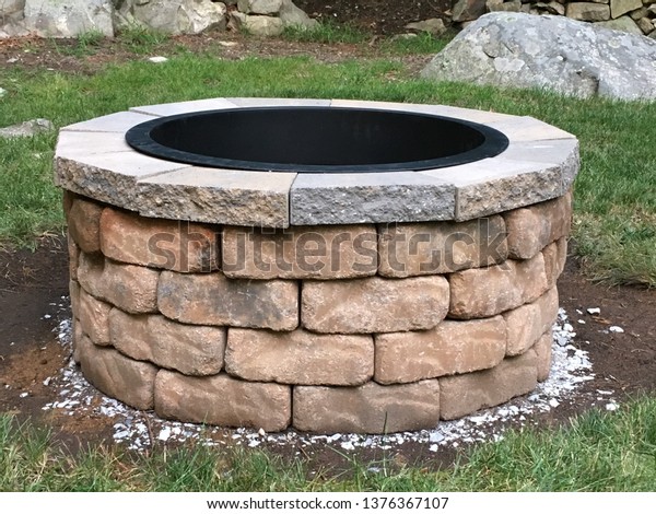 Block Made Round Fire Pit Stock Photo Edit Now 1376367107