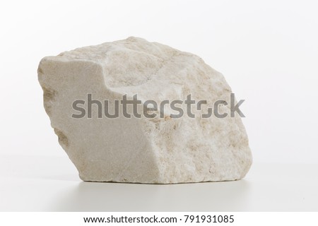 Block of marble rock on white background, minimalism