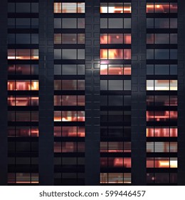 Illustration Modern Building Office Windows Night Stock ... Illustration Modern Building Office Windows Night Stock ...