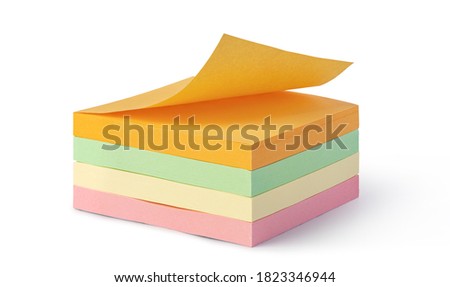 block of paper notes isolated on white background