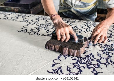 Block Printing On Fabric - Rajasthan, India 
