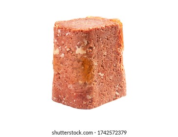 block of tinned corn beef isolated on a white background 