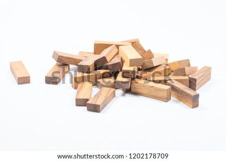 Block wood game falling spread on the white background
