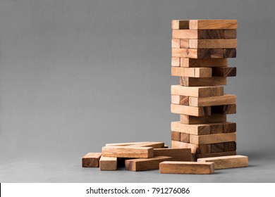 Block Wooden Game On Gray Background