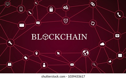 Blockchain Red Style Digital Wallpaper