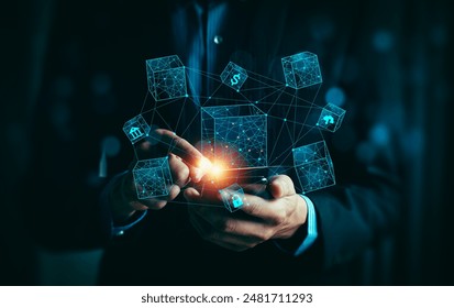 Blockchain Technology Concept, Revolutionizing Industries, Exploring the Boundless Potential of Blockchain Technology for Secure, Decentralized Transactions and Immutable Digital Data Management - Powered by Shutterstock