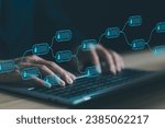 blockchain technology ledger data algorithm linked together in a chain. concept cyber security financial, cryptocurrency digital, the system Payments and transactions to secure business networks