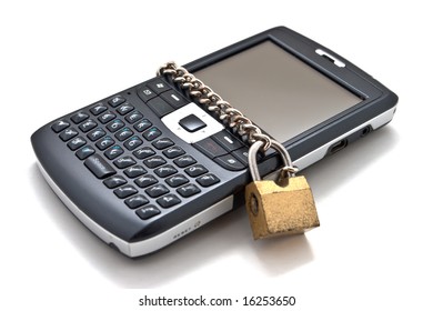 Blocked Mobile Phone With A Chain And Lock