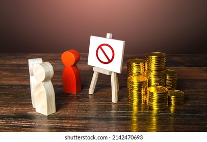 Blocked savings message to account holders. Arrest of accounts, sanctions. Confiscation of property. Asset freeze. Bad credit history. Economic restrictions. End of financial resources, lack of money. - Shutterstock ID 2142470693