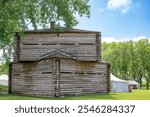 Blockhouse and Breastworks at Fort Sisseton Historic State Park in South Dakota . High quality photo