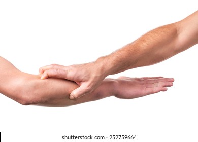 Blocking arms. Isolated on a white background.