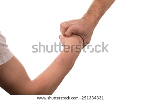 Blocking arms. Isolated on a white background.