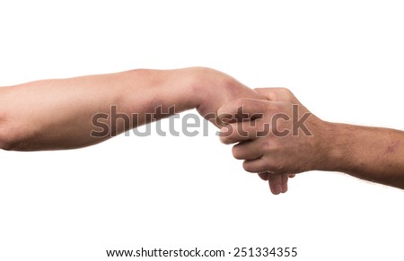 Blocking arms. Isolated on a white background.