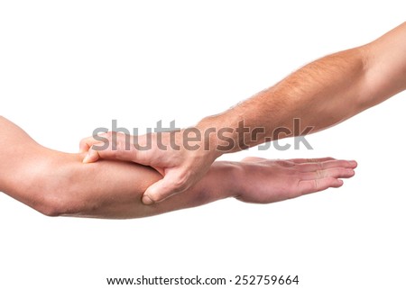Blocking arms. Isolated on a white background.