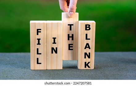 Blocks form the expression 'fill in the blank'.