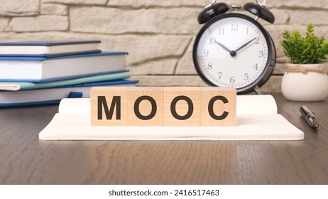 blocks forming the word MOOC create a visual representation of Massive Open Online Courses