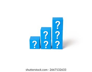 Blocks with a question mark in the shape of a ladder. Start solving the mystery with something smaller. Step by step solution. Clarity through stages. Structured thinking process.