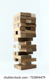 Blocks Wood Game (Jenga) With Isolated Background.