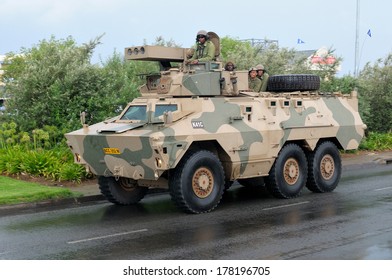 BLOEMFONTEIN, SOUTH AFRICA - February 2014: The Armed Forces parade the streets of Bloemfontein on February 21st, 2014 to commemorate World Armed Forces Day. Ratel infantry fighting vehicle drive by