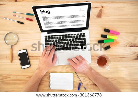 blog, top view of hands and keyboard